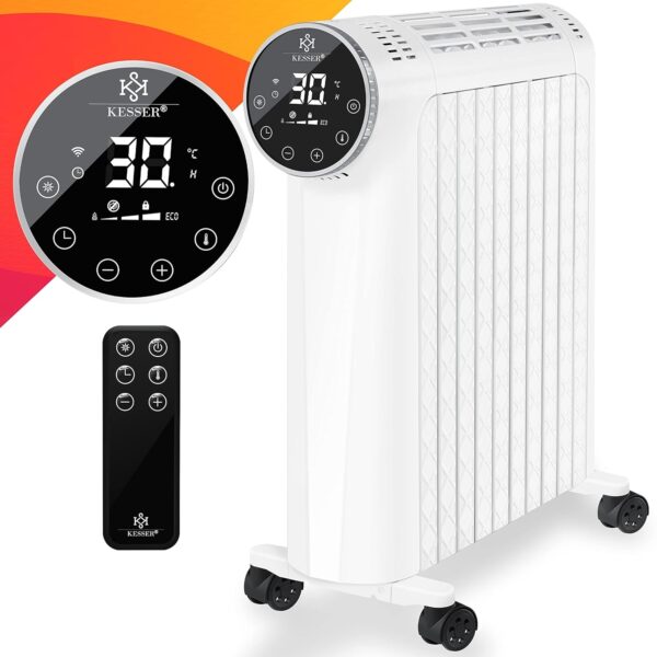KESSER® Ölradiator 2500W mit WiFi App, Touchscreen und 24h Timer