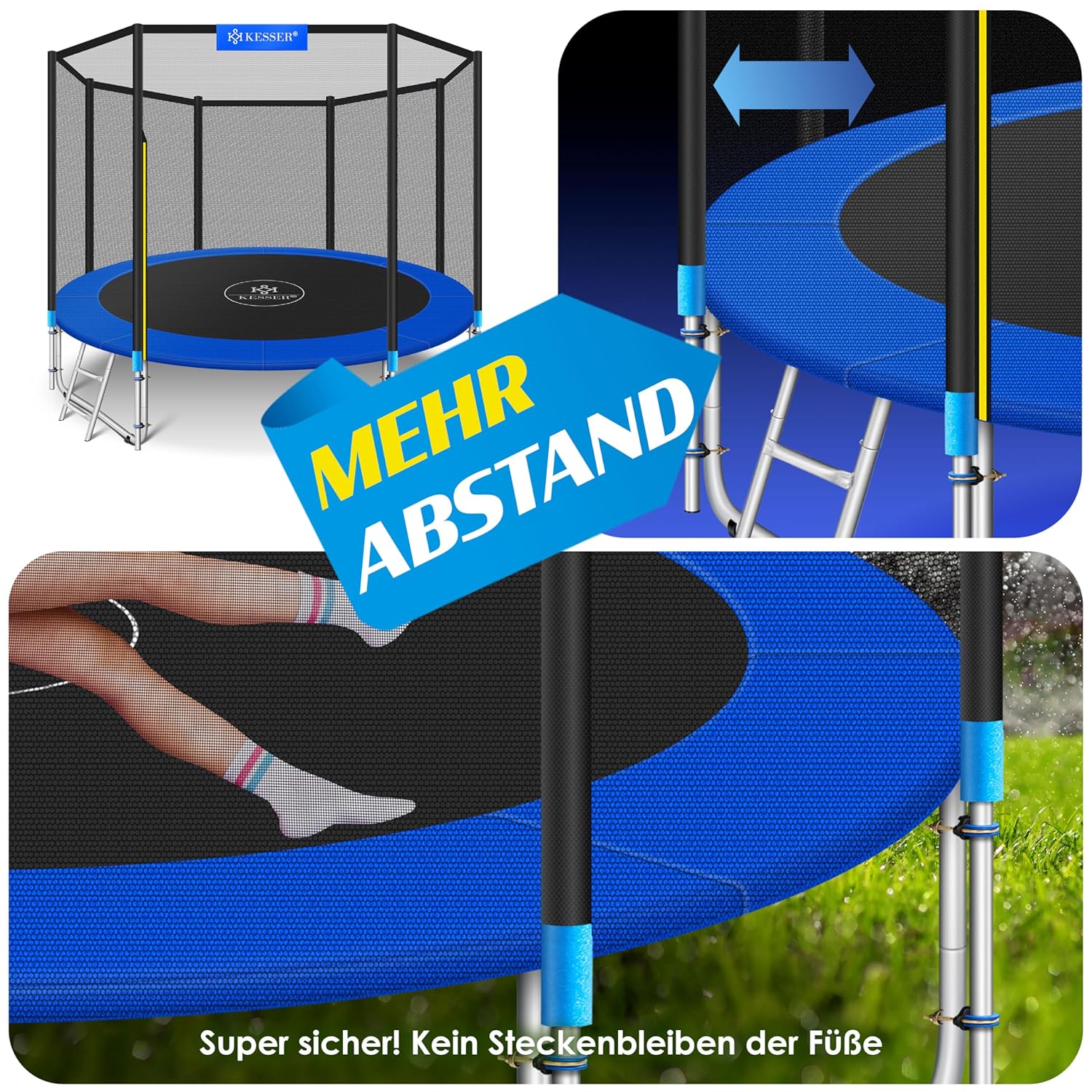 KESSER® Outdoor Trampolin 244-427 cm mit Sicherheitsnetz & Leiter