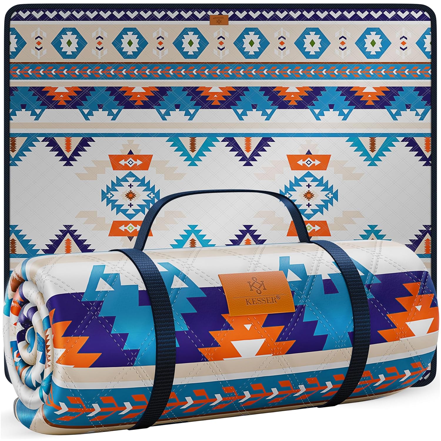 KESSER® Picknickdecke 200x200 cm wasserdicht dreilagig mit Tragegriff für Outdoor