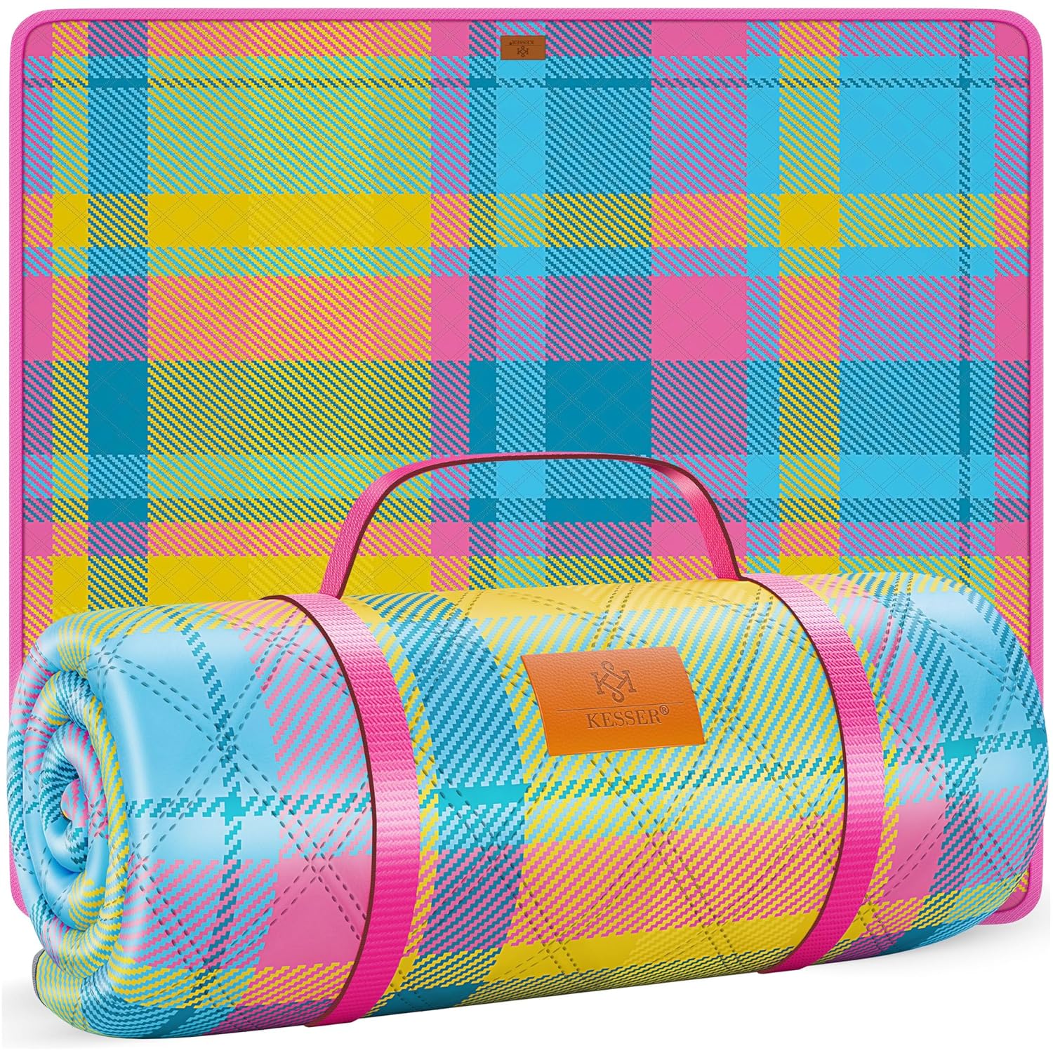 KESSER® Picknickdecke 200x200 cm wasserdicht dreilagig mit Tragegriff für Outdoor