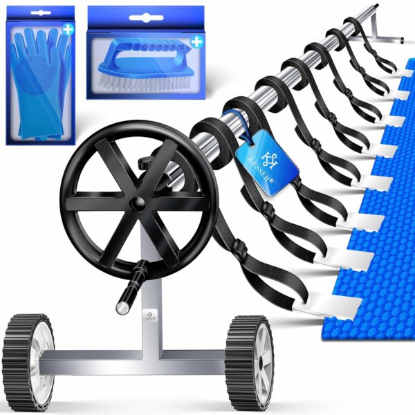 KESSER® Poolrollen-System 3-5,70 m mit Rädern & Gestänge für Solartarpaulin – wetterfest
