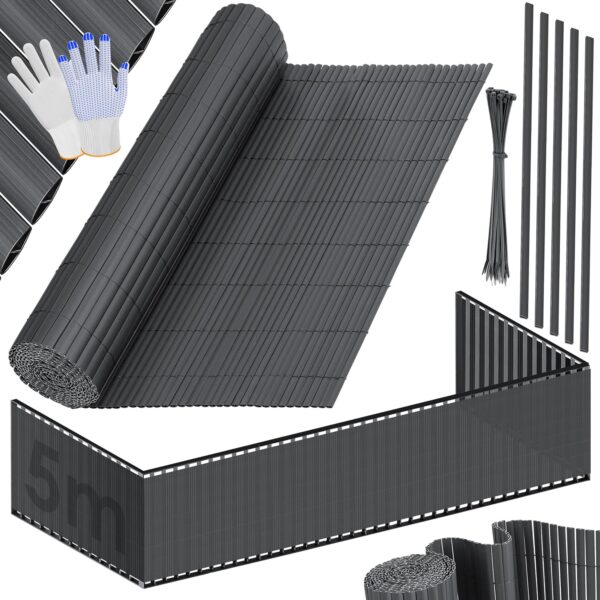 KESSER® PVC Sichtschutz 90x500cm mit verstärkten Lamellen und Kabelbindern für Balkon & Garten