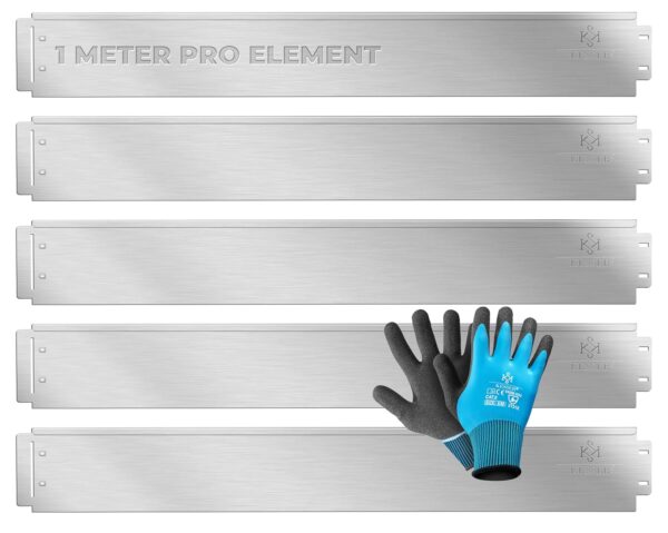 KESSER® Rasenkante 100x14/18cm 10-50m Metallpalisade mit Handschuhen