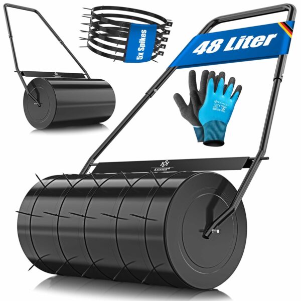KESSER® Rasenroller 60 cm, 48 L Füllkapazität, wasser- und sandgefüllt, schwarz