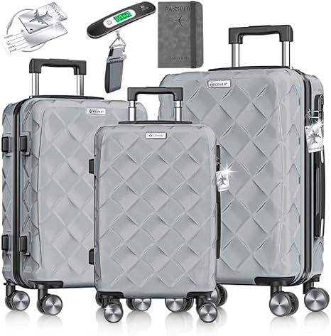 KESSER® Reisekoffer Set, 3-teilig, ABS Hartschale, Kombinationsschloss, 360° Rollen