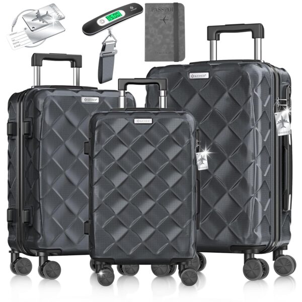 KESSER® Reisekoffer Set, 3-teilig, ABS Hartschale, Kombinationsschloss, 360° Rollen