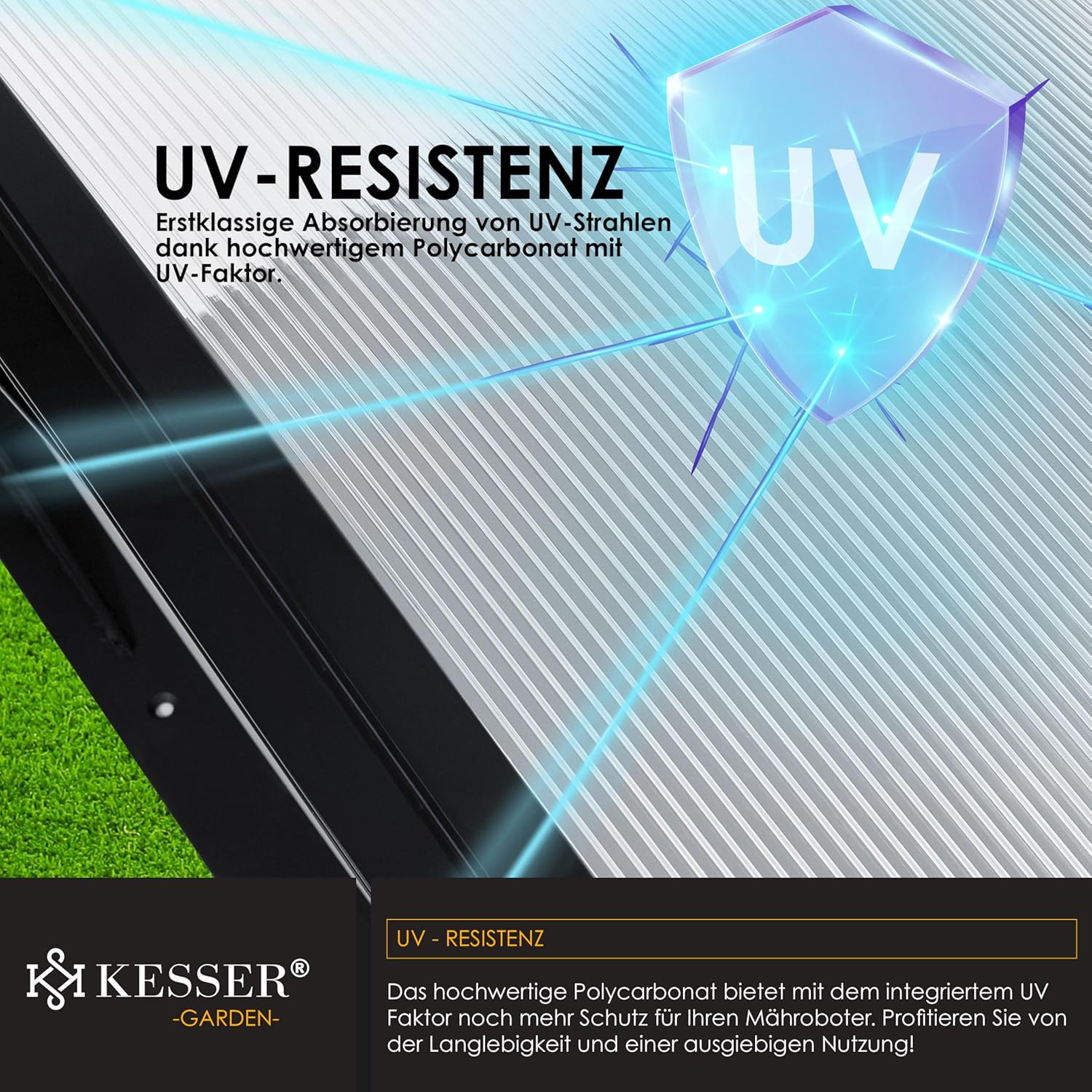 KESSER® Roboter-Mäh-Garage Wetterschutz Dach für Automower mit Reinigungsbürste