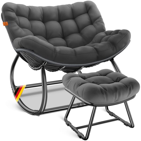 KESSER® Schaukelstuhl mit Fußstütze, 120 kg Tragkraft, wetterfest, rutschfeste Füße