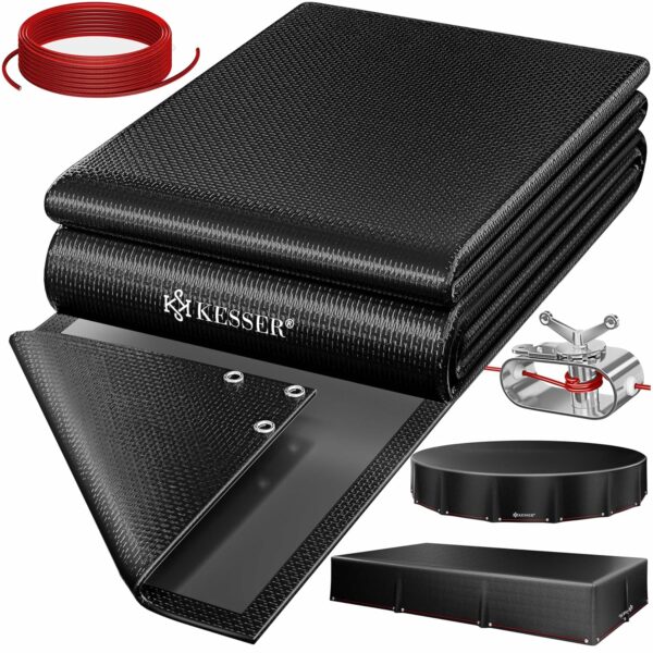 KESSER® Solar Pool Abdeckplane 450x220 cm 200 g/m² mit Stahlseil und Spannern