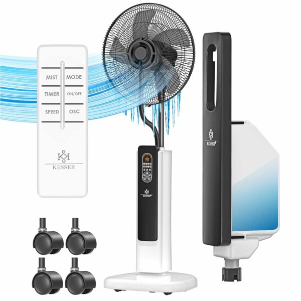 KESSER® Standlüfter mit Wasserverneblung, Ultraschall-Befeuchtung, Fernbedienung, leise