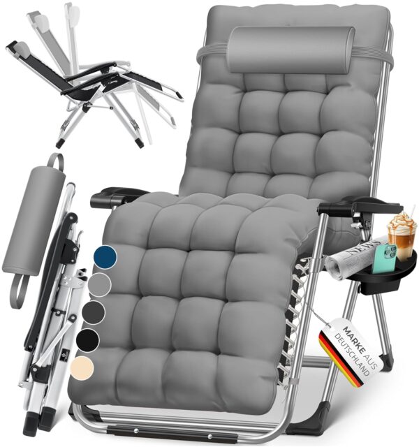 KESSER® Sunlounger klappbar, wetterfest, 200 kg Tragkraft, verstellbare Lehne