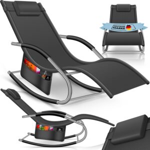 KESSER® Sunlounger Schaukelstuhl Ergonomisch Wetterfest 150 kg Anthrazit