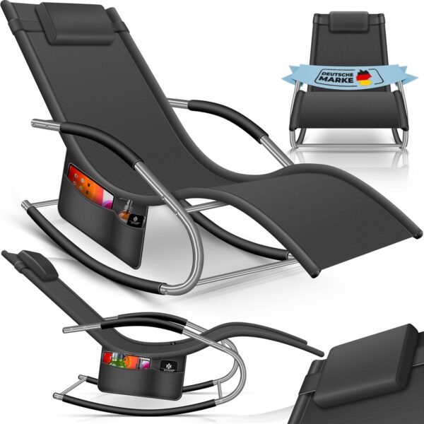 KESSER® Sunlounger Schaukelstuhl Ergonomisch Wetterfest 150 kg Anthrazit