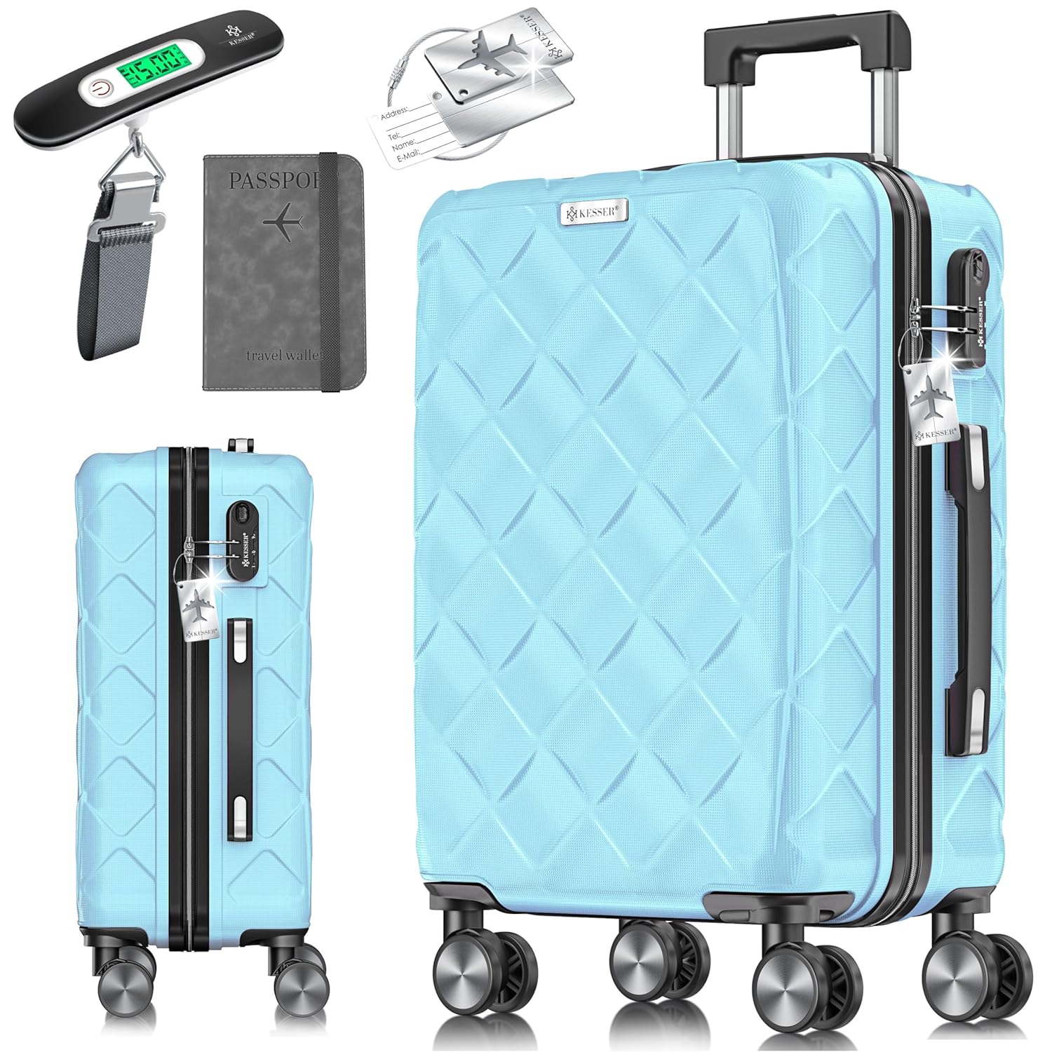 KESSER® Trolley Koffer Handgepäck ABS Hartschale 360° Rollen Kombischloss