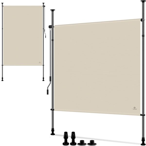 KESSER® Vertikalmarkise 150x310 cm ausziehbar, stufenlos, mit Kurbel, ohne Bohren