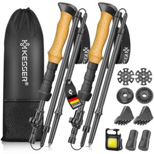KESSER® Wanderstöcke Aluminium/Carbon Korkgriff klappbar für Trekking & Nordic Walking