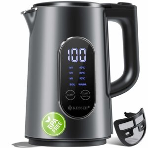 KESSER® Wasserkocher Edelstahl 1,7L mit LED-Anzeige, 4 Temperatureinstellungen, 30 Min. Warmhaltefunktion, 2200W