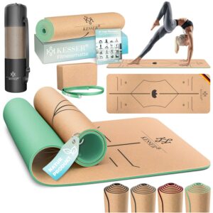 KESSER® Yoga Matte 183x62 cm rutschfest aus Naturkorken mit Tragegurt